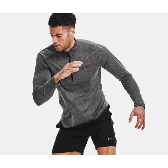 Under Armour Mens Tech 1/2 Half Zip Top Gym Training Running Golf Gray Large New - Picture 4 of 13